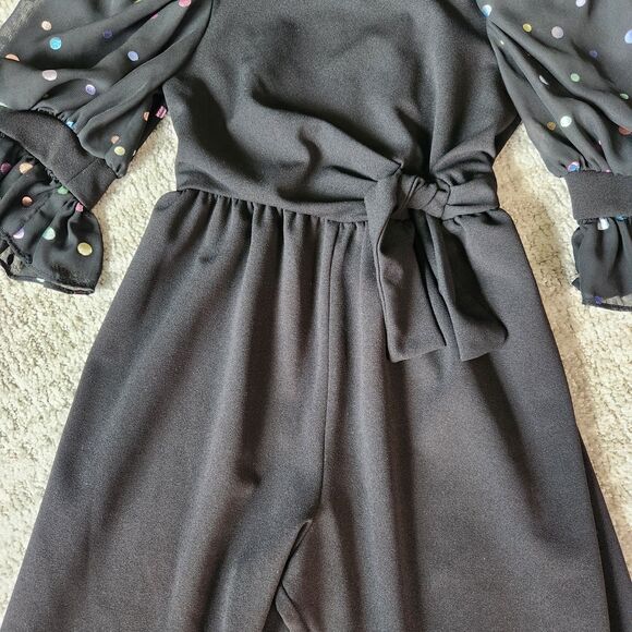 Bonnie Jeans girl's polka dot jumpsuit black size 8 - Picture 5 of 10